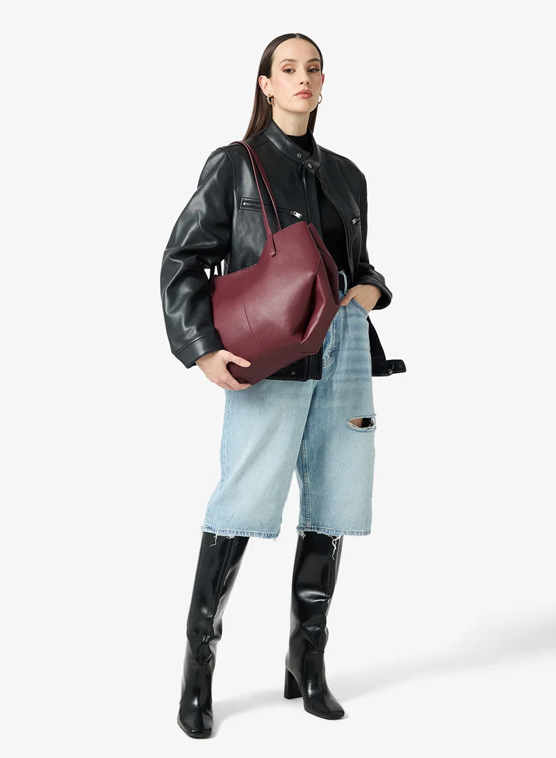 ELLA Burgandy east-to-west adjustable tote bag for Women | Best Price UAE